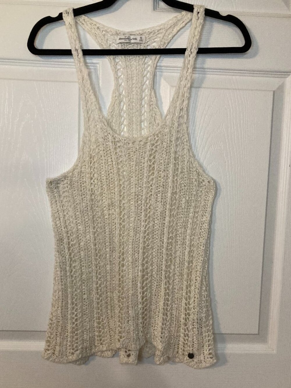 Abercrombie & Fitch Women's Cream Open-Knit Racerback Tank Top - Size XS